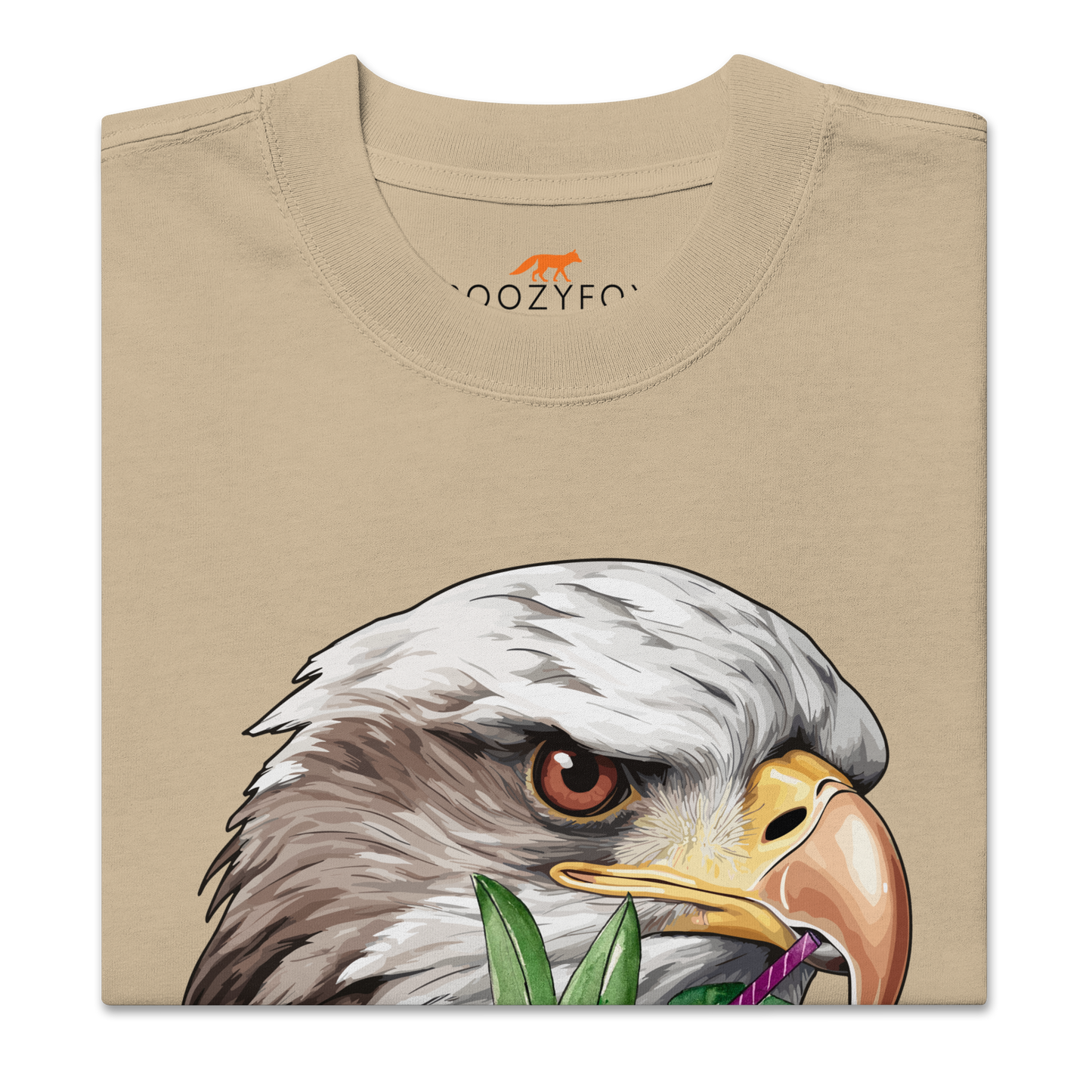 Product details of a Faded Khaki Eagle Oversized Tee - Boozy Fox