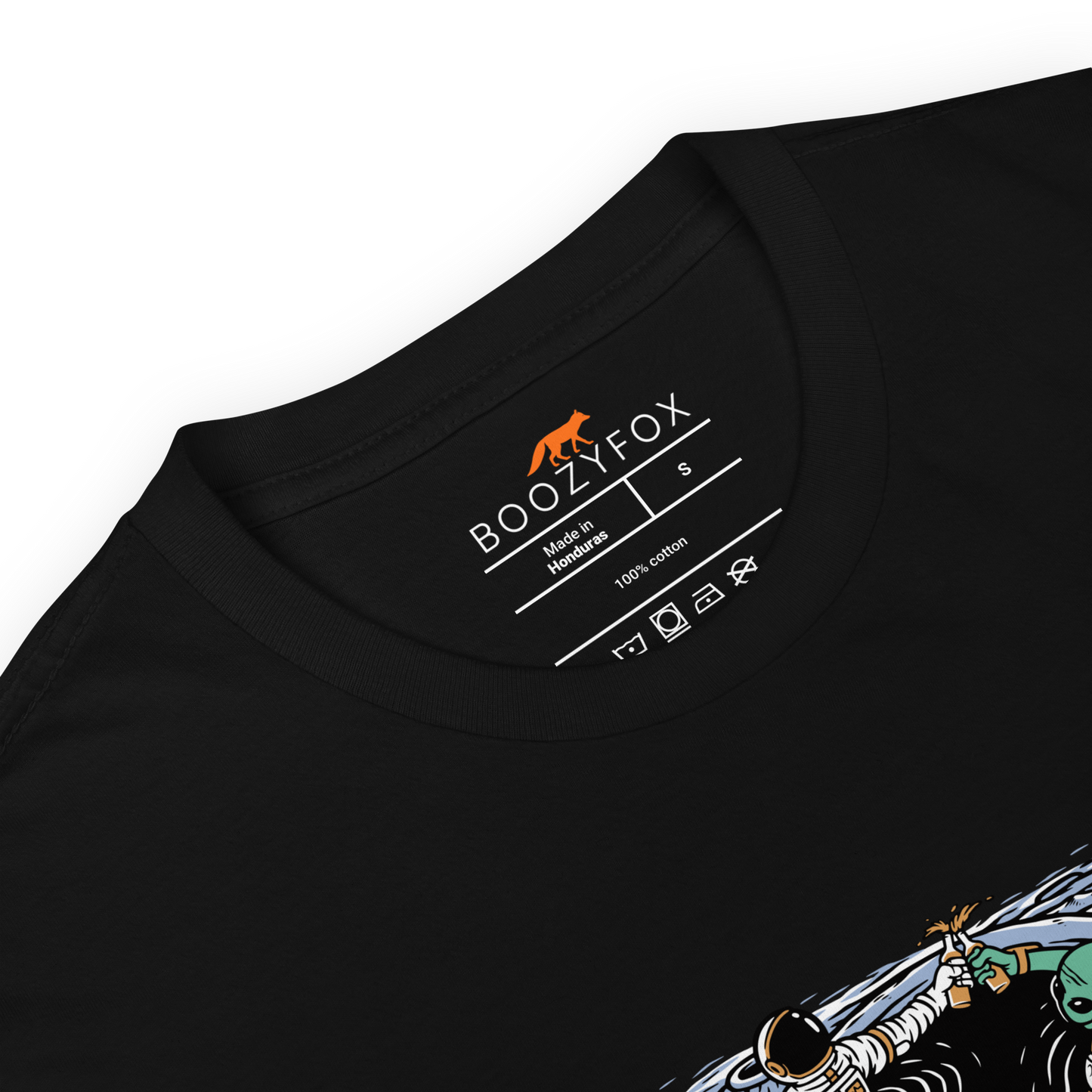 Product details of a Black Astronaut and Alien T-Shirt - Boozy Fox