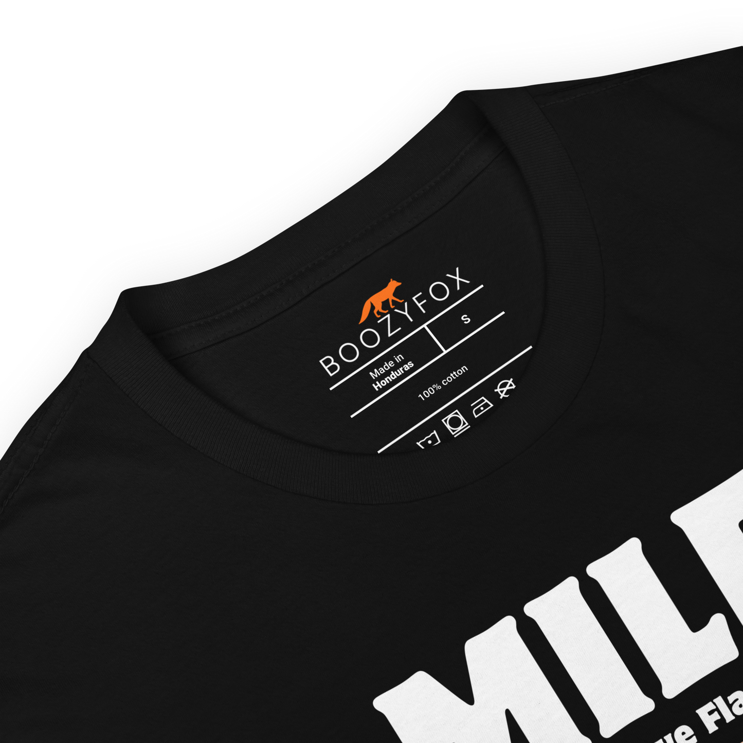 Product details of a Funny Man I Love Flamingos graphic t-shirt in black by Boozy Fox