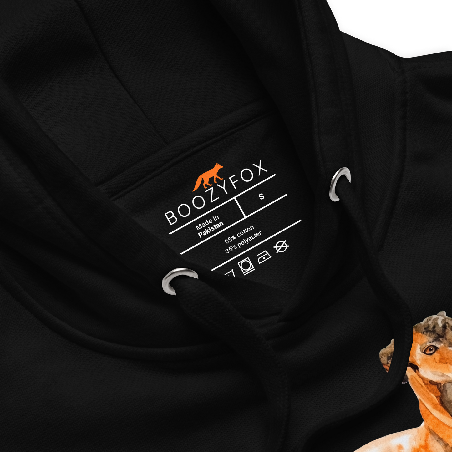 Product details of a Black Greyhound Premium Hoodie - Boozy Fox