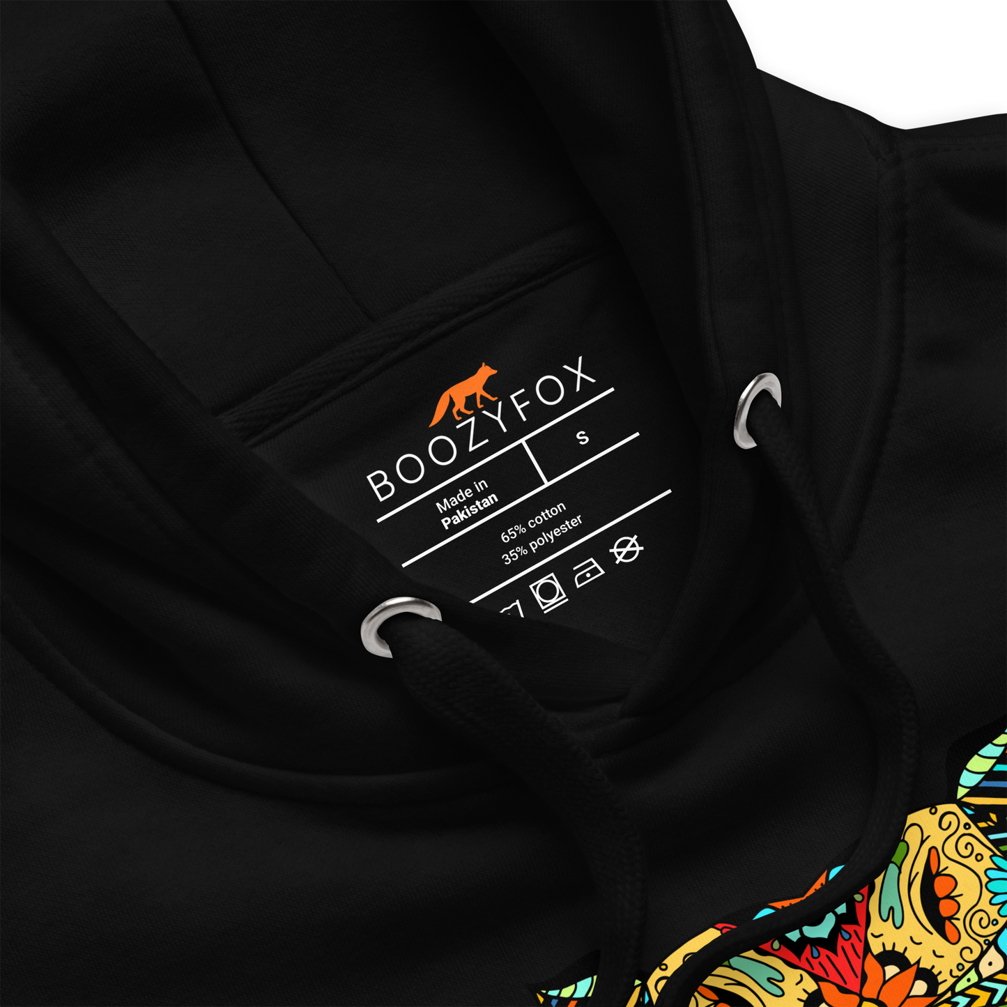 Product details of a Black Zentangle Hippo Premium Hoodie - Boozy Fox