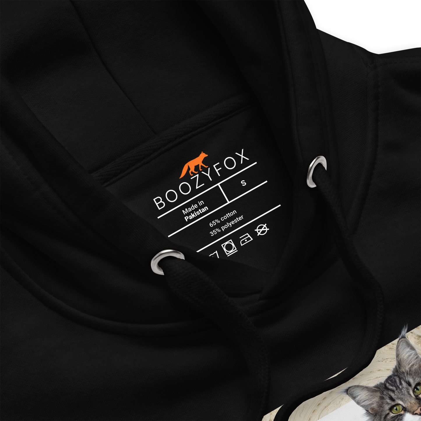 Product details of a Black Royal Cat Premium Hoodie - Boozy Fox