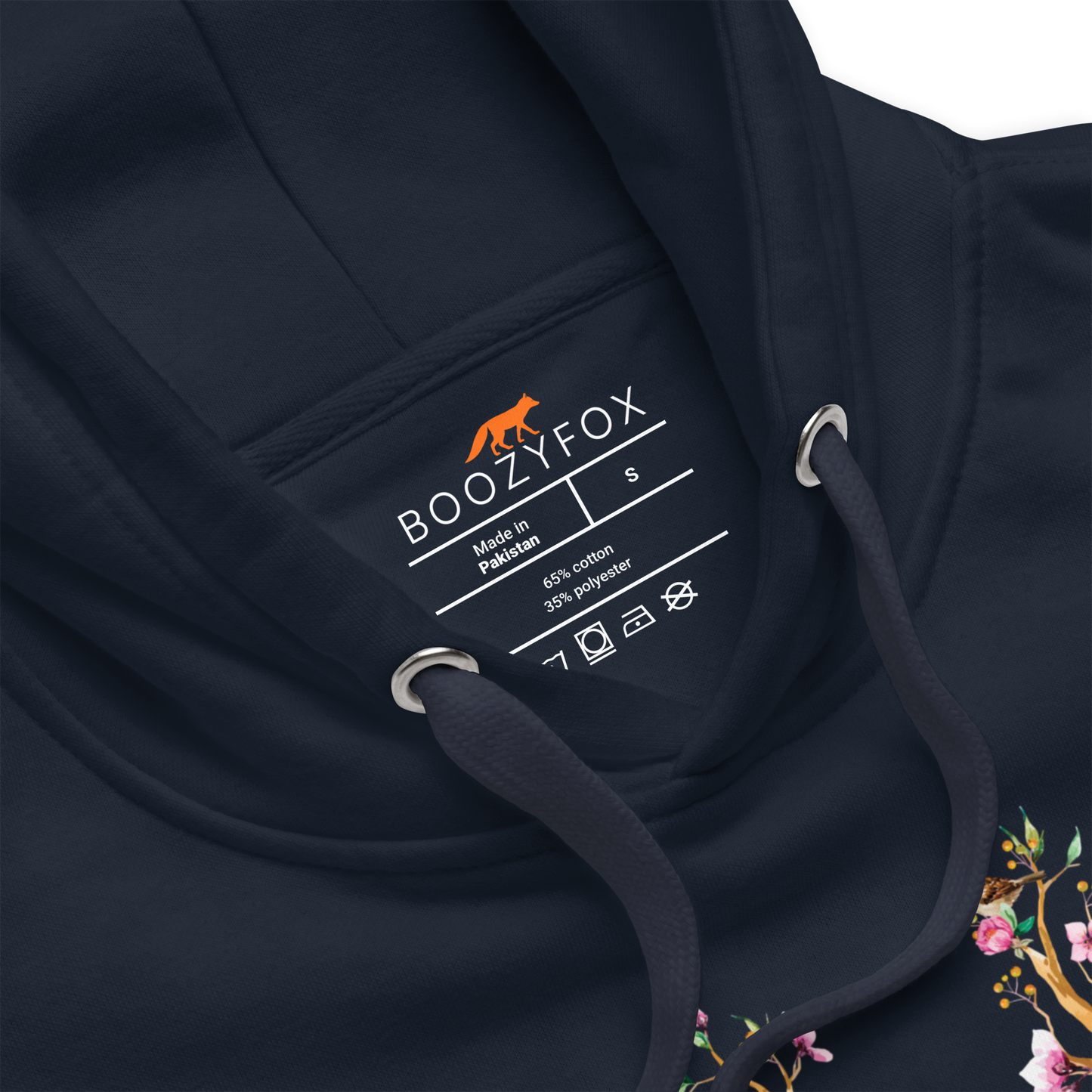 Product details of a Navy Blazer Floral Red Deer Premium Hoodie - Boozy Fox
