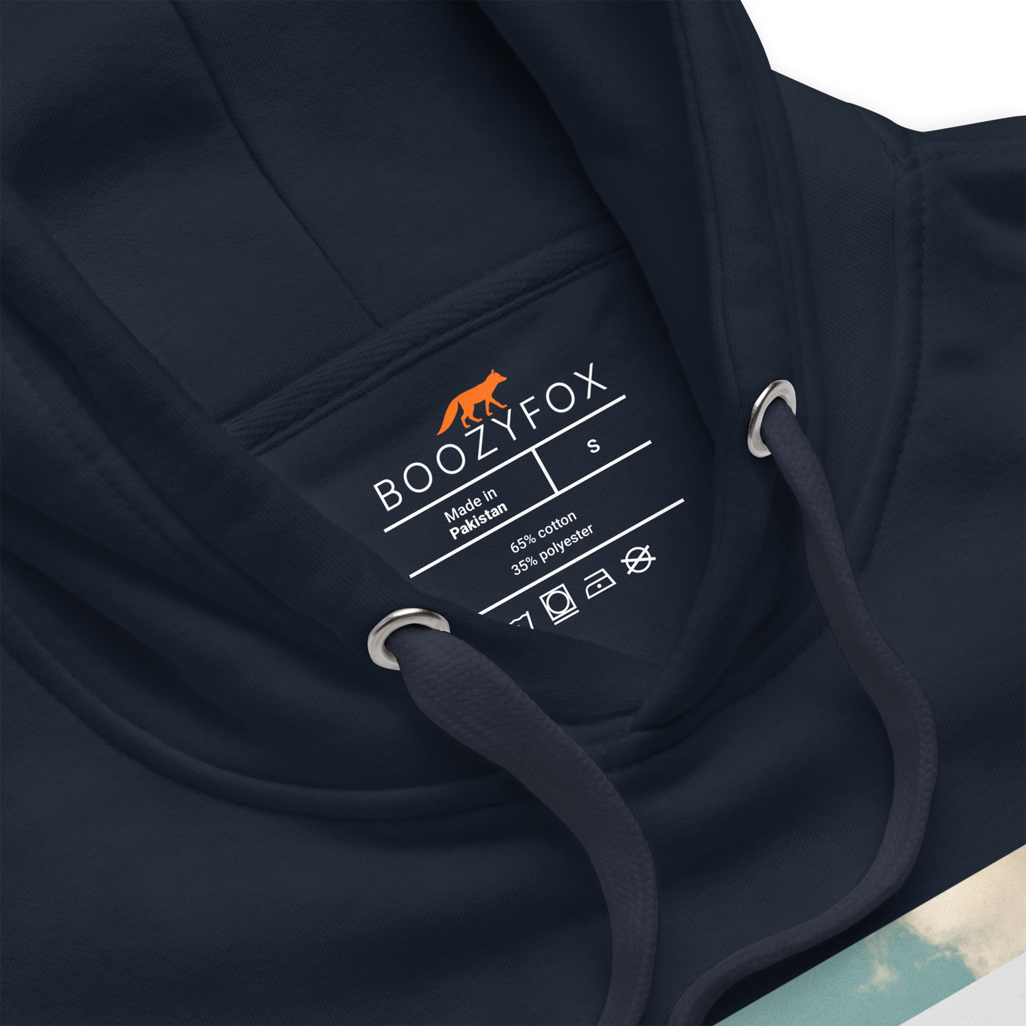 Product details of a Navy Blazer Flying Owl Premium Hoodie - Boozy Fox