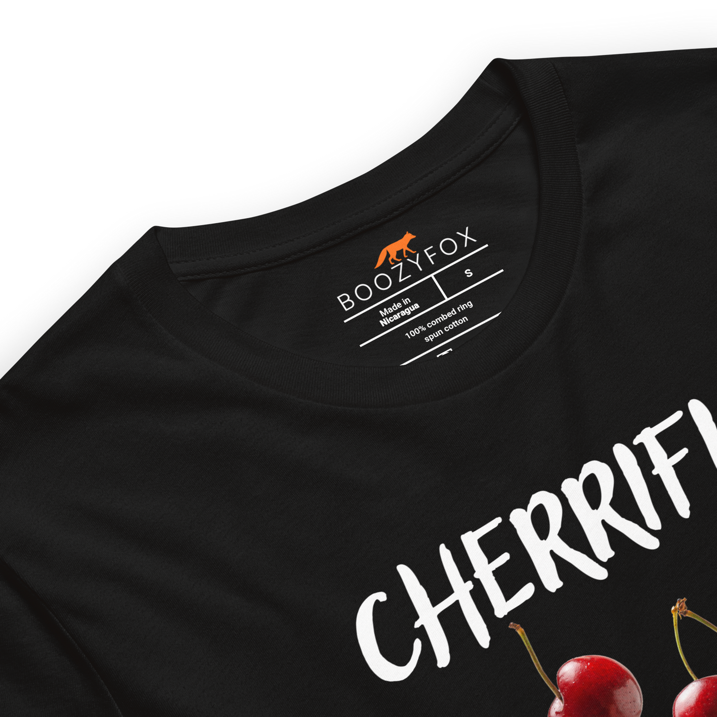 Product details of a black Cherry Tee - Boozy Fox