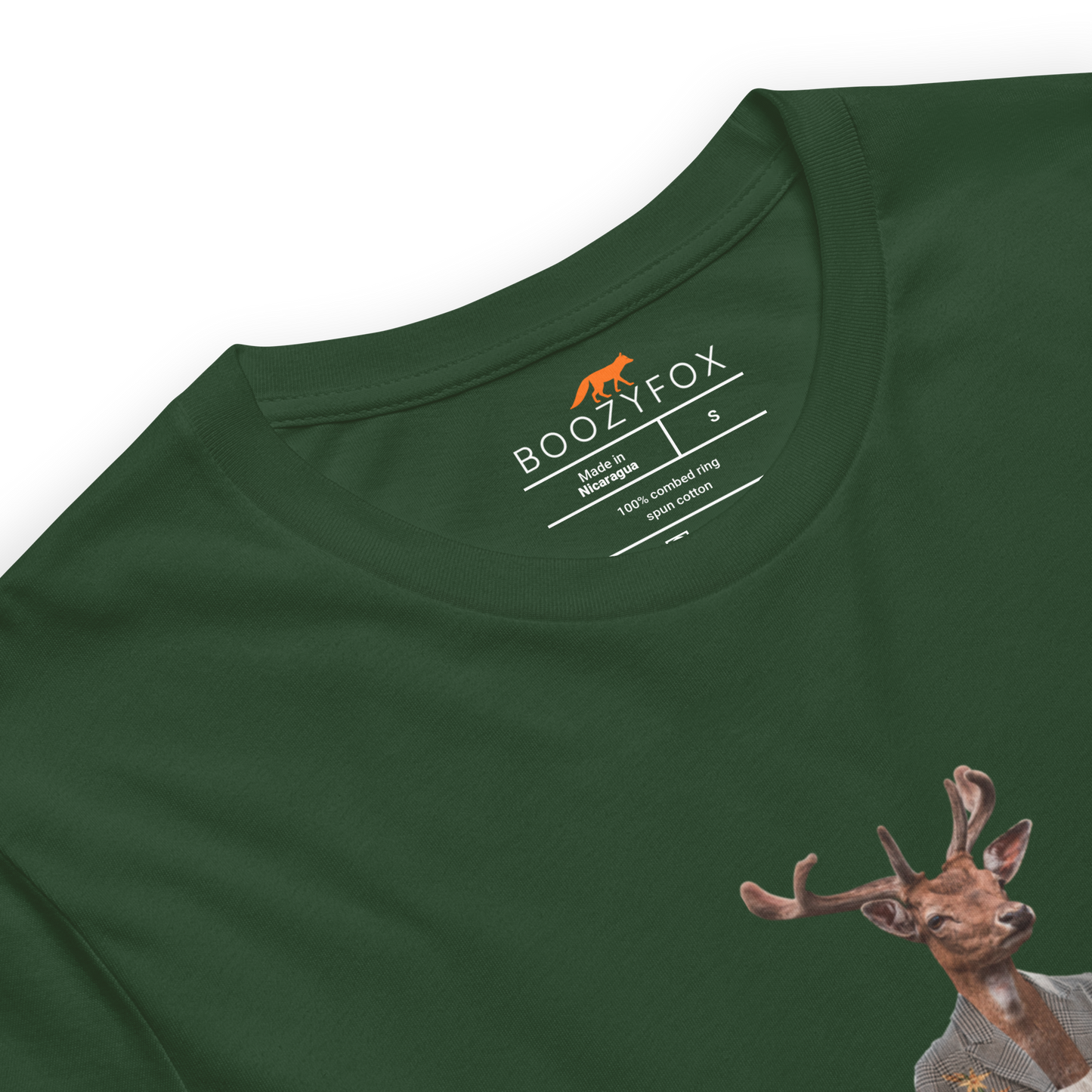 Product details of a Forest Green Anthropomorphic Deer Tee - Boozy Fox
