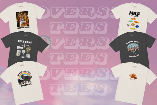 Funny oversized t shirts with bold graphic designs by Boozy Fox