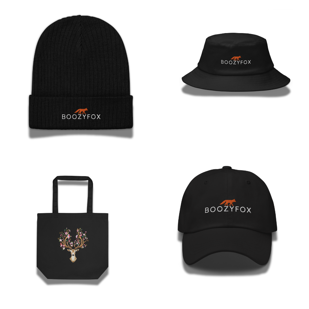 Hats caps beanies and tote accessories by Boozy Fox