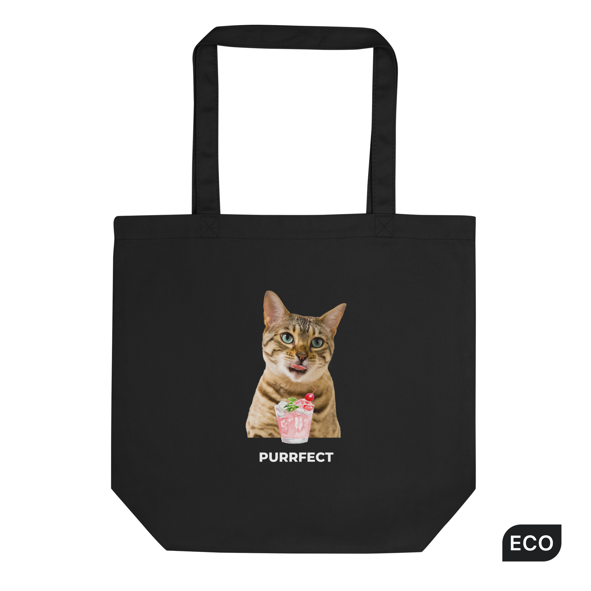 Black Cat Eco Tote Bag with an exclusive Purrfect graphic - Boozy Fox
