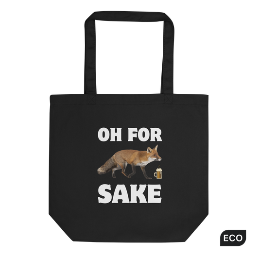 Black Fox Eco Tote Bag featuring a Oh For Fox Sake graphic - Shop Funny Organic Cotton Tote Bags Online - Boozy Fox