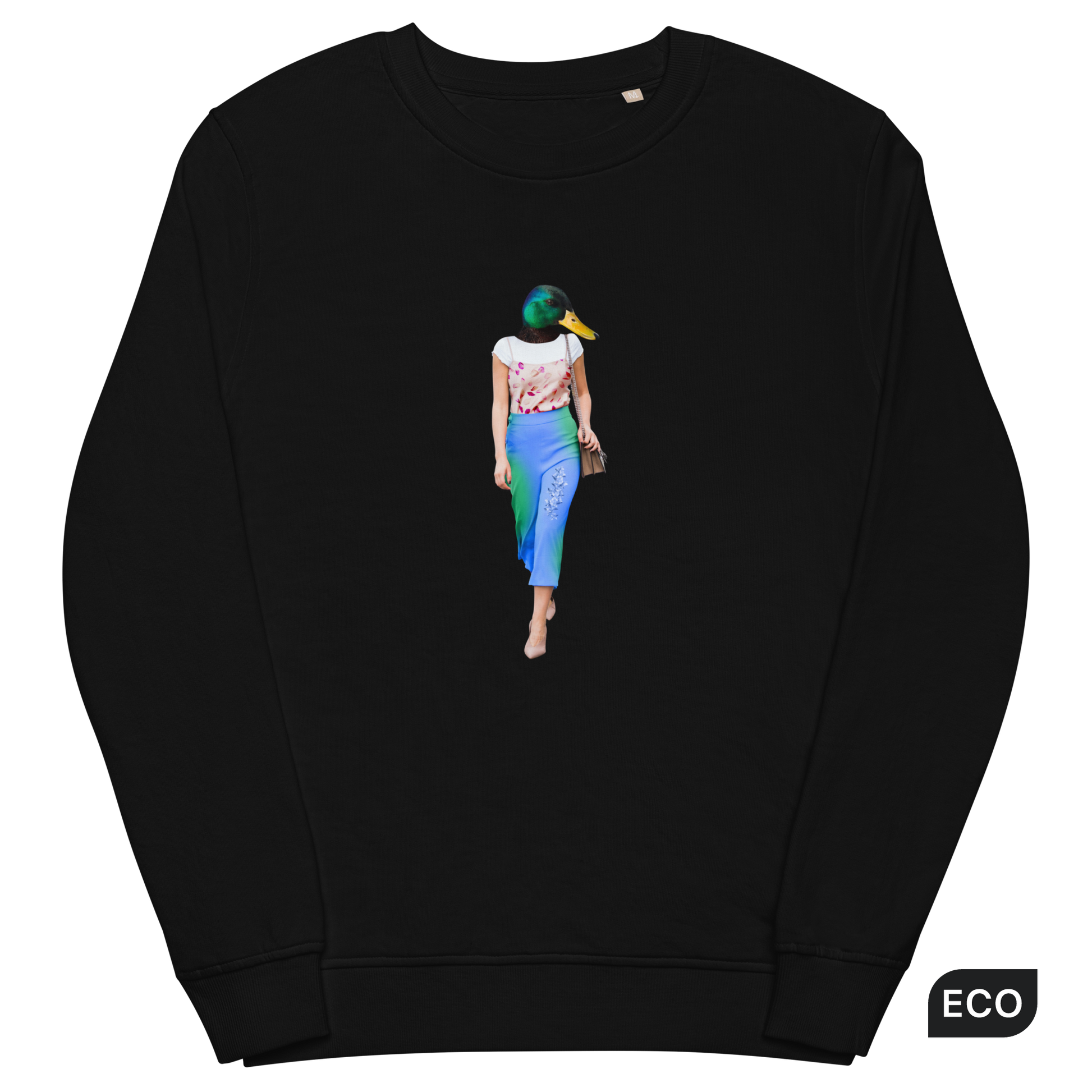 Anthropomorphic Duck Organic Cotton Sweatshirt Online - Black - Boozy Fox