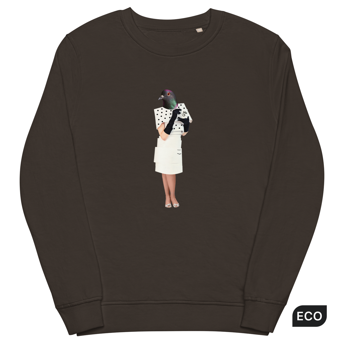 Anthropomorphic Pigeon Organic Cotton Sweatshirt Online - Deep Charcoal Grey - Boozy Fox