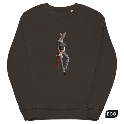 Anthropomorphic Rabbit Organic Cotton Sweatshirt Online - Deep Charcoal Grey - Boozy Fox