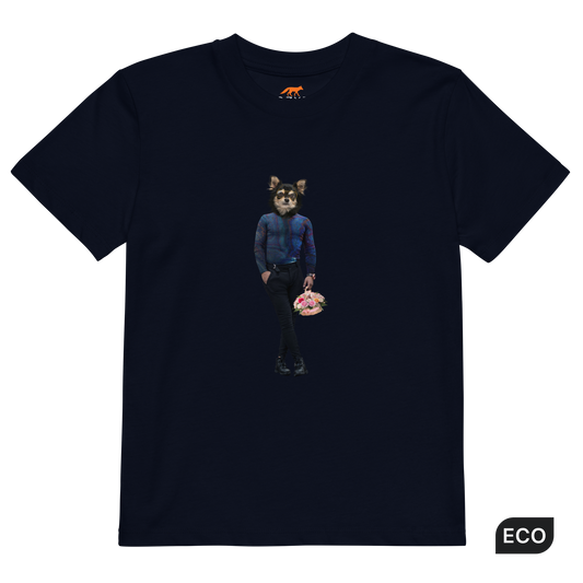 French Navy Anthropomorphic Dog Organic Cotton Kids T-Shirt featuring a cool Anthropomorphic Dog graphic on the chest - Kids' Graphic Tees - Funny Animal T-Shirts - Boozy Fox