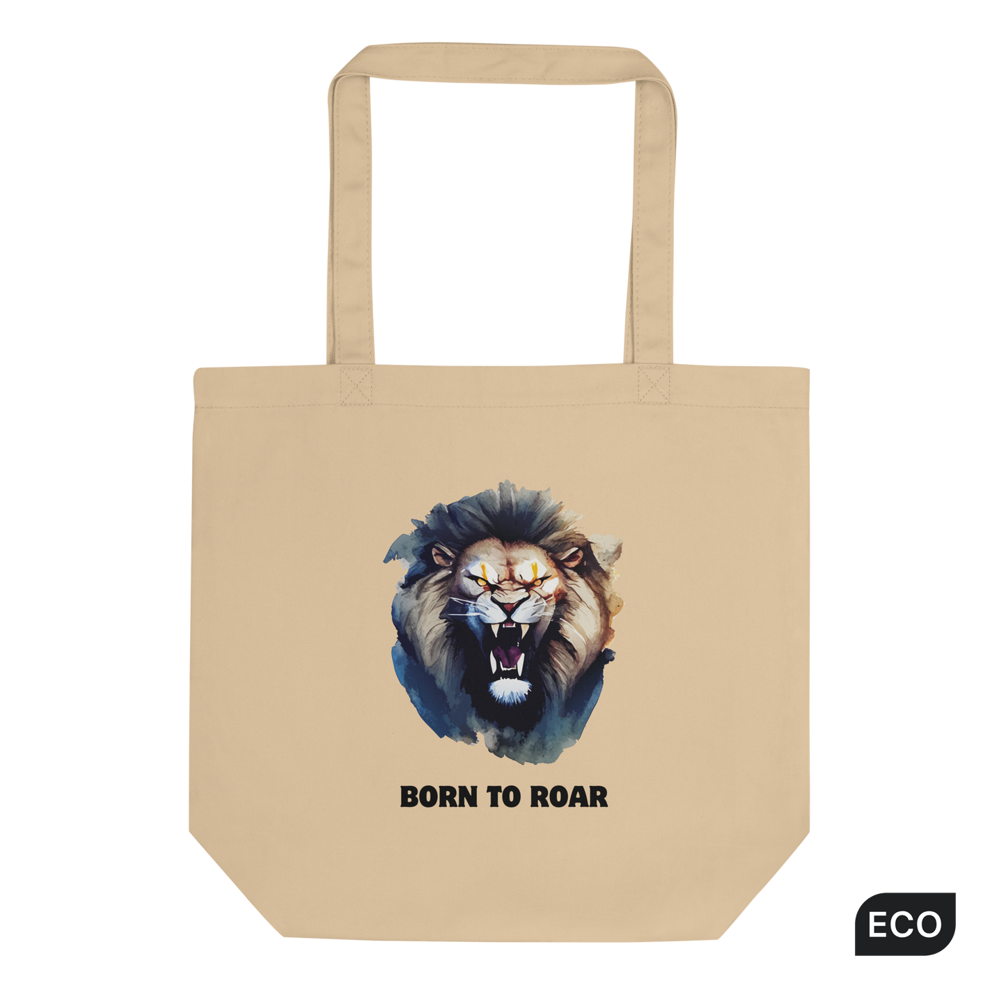 Funny Born to Roar Lion Eco Tote Bag in oyster by Boozy Fox