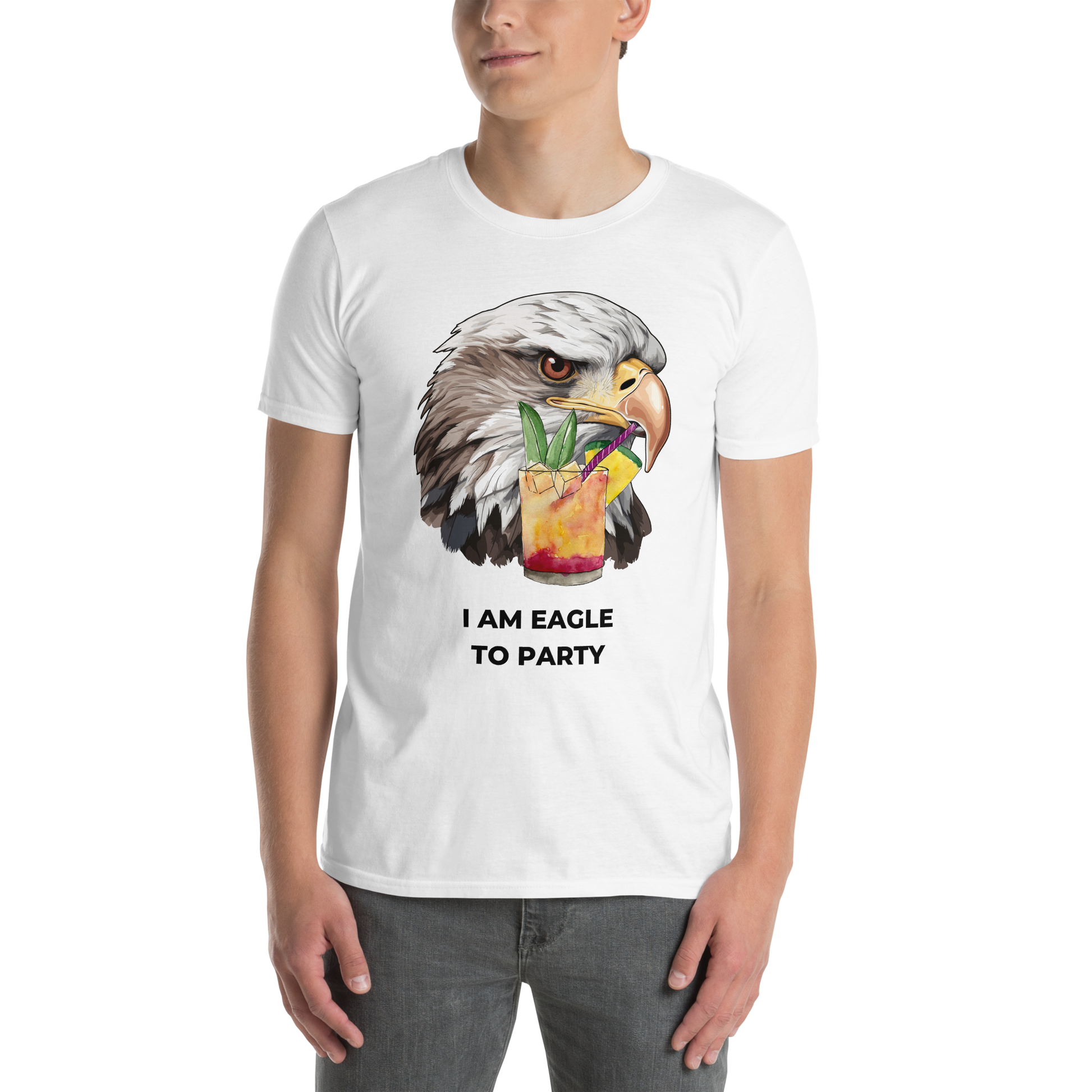 Man wearing a White Eagle T-Shirt - Boozy Fox