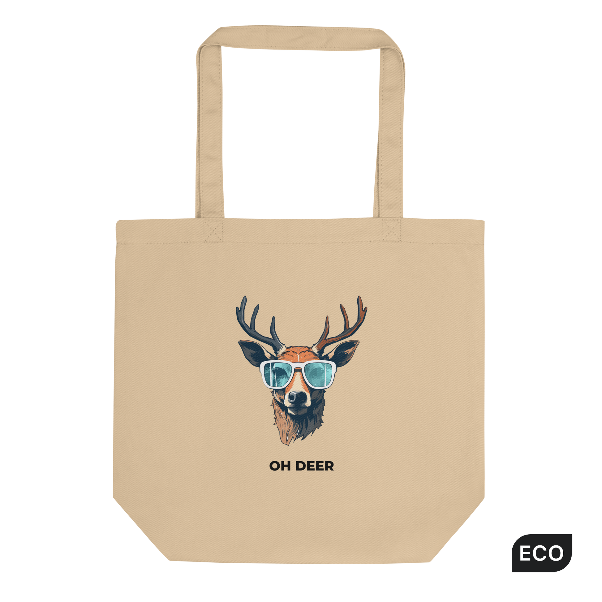 Oyster Colored Deer Eco Tote Bag featuring a hilarious Oh Deer graphic - Shop Tote Bags Online - Boozy Fox