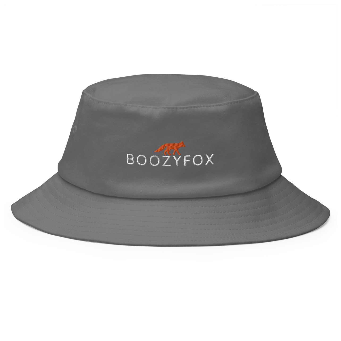 Cool Grey Bucket Hat featuring a striking embroidered Boozy Fox logo on front. Shop Cool Sun Protection Bucket Hats And Wide Brim Hats Online - Boozy Fox