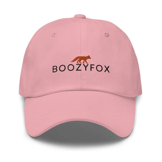 Cool Pink Dad Hat featuring an embroidered Boozy Fox logo on front. Shop Cool Dad Hats & Dad Caps Online - Boozy Fox