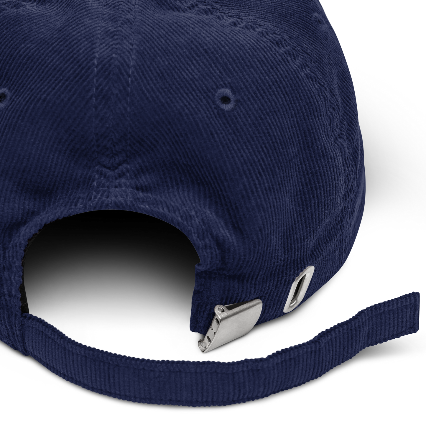 Product details of a Oxford Navy Corduroy Hat featuring an embroidered Boozy Fox logo on front. Shop Cool Corduroy Hats & Corduroy Caps Online - Boozy Fox
