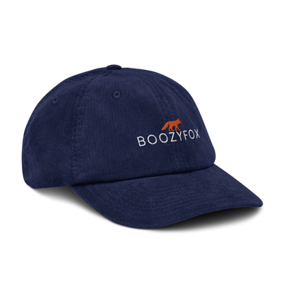 Oxford Navy Corduroy Hat featuring an embroidered Boozy Fox logo on front. Shop Cool Corduroy Hats & Corduroy Caps Online - Boozy Fox