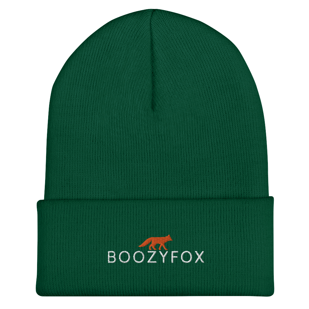 Spruce Cuffed Beanie With An Embroidered Boozy Fox Logo On Fold - Shop Cuffed Beanie Online - Boozy Fox