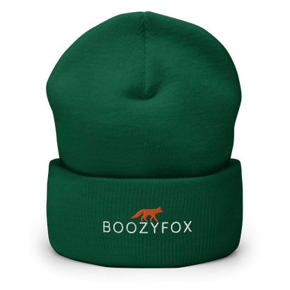 Spruce Cuffed Beanie With An Embroidered Boozy Fox Logo On Fold - Shop Cuffed Beanie Online - Boozy Fox
