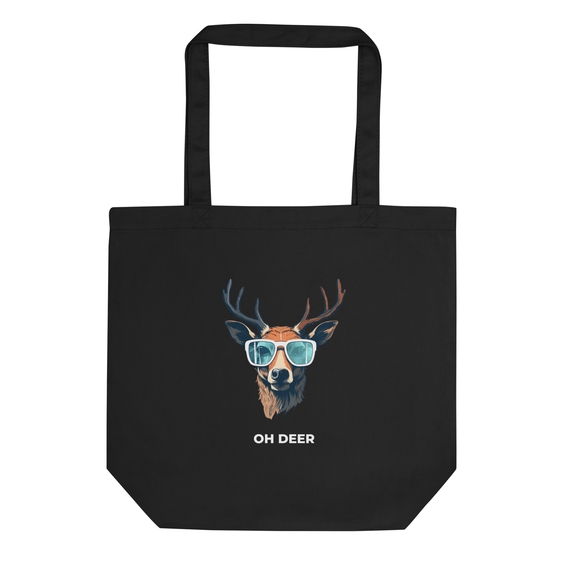 Black Deer Eco Tote Bag featuring a hilarious Oh Deer graphic - Shop Tote Bags Online - Boozy Fox