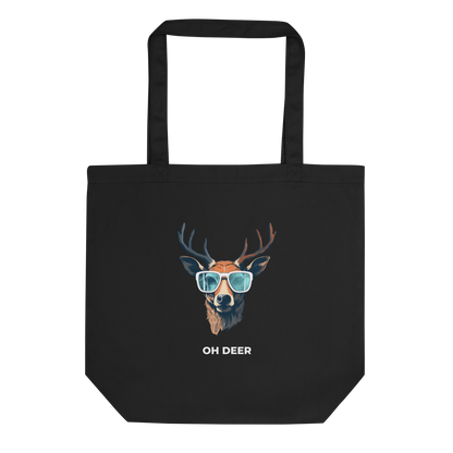 Black Deer Eco Tote Bag featuring a hilarious Oh Deer graphic - Shop Tote Bags Online - Boozy Fox