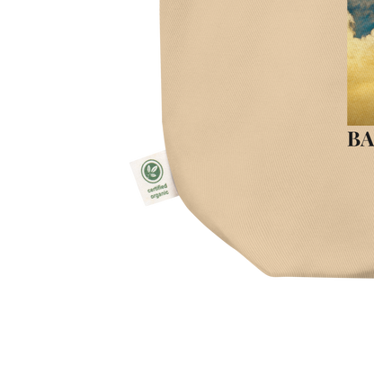 Product Details of a Oyster Colored Whale Eco Tote Bag featuring a majestic Whale Under The Moon graphic - Shop Cool Organic Cotton Tote Bags Online - Boozy Fox