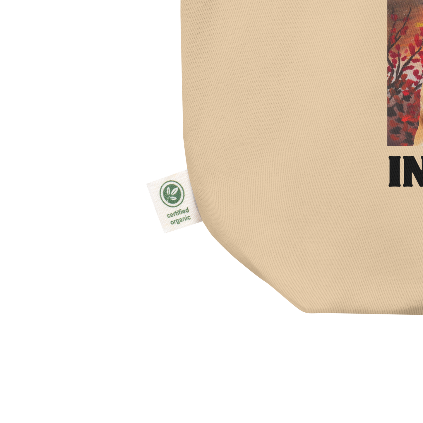 Product details of a oyster colored Shiba Inu Eco Tote Bag featuring a Inu-Credible Shiba Inu graphic - Shop Funny Organic Cotton Tote Bags Online - Boozy Fox