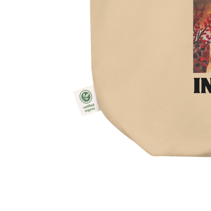 Product details of a oyster colored Shiba Inu Eco Tote Bag featuring a Inu-Credible Shiba Inu graphic - Shop Funny Organic Cotton Tote Bags Online - Boozy Fox