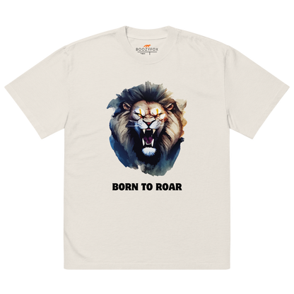 Funny Born to Roar Lion oversized graphic t-shirt in faded bone white by Boozy Fox