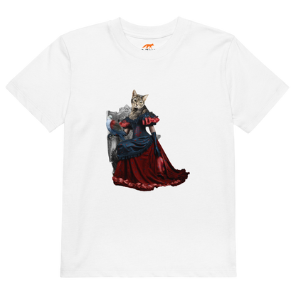 White Anthropomorphic Cat Organic Cotton Kids T-Shirt featuring a cute Anthropomorphic Cat graphic on the chest - Kids' Graphic Tees - Funny Animal T-Shirts - Boozy Fox