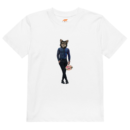 White Anthropomorphic Dog Organic Cotton Kids T-Shirt featuring a cool Anthropomorphic Dog graphic on the chest - Kids' Graphic Tees - Funny Animal T-Shirts - Boozy Fox