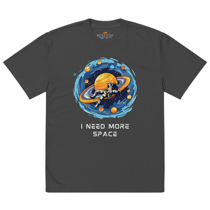 Faded Black Space Oversized T-Shirt featuring a captivating I Need More Space graphic on the chest - Funny Graphic Space Oversized Tees - Boozy Fox