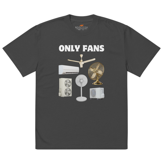 Faded Black Only Fans Oversized T-Shirt featuring a fun Fans graphic on the chest - Best Graphic Oversized Tees - Boozy Fox