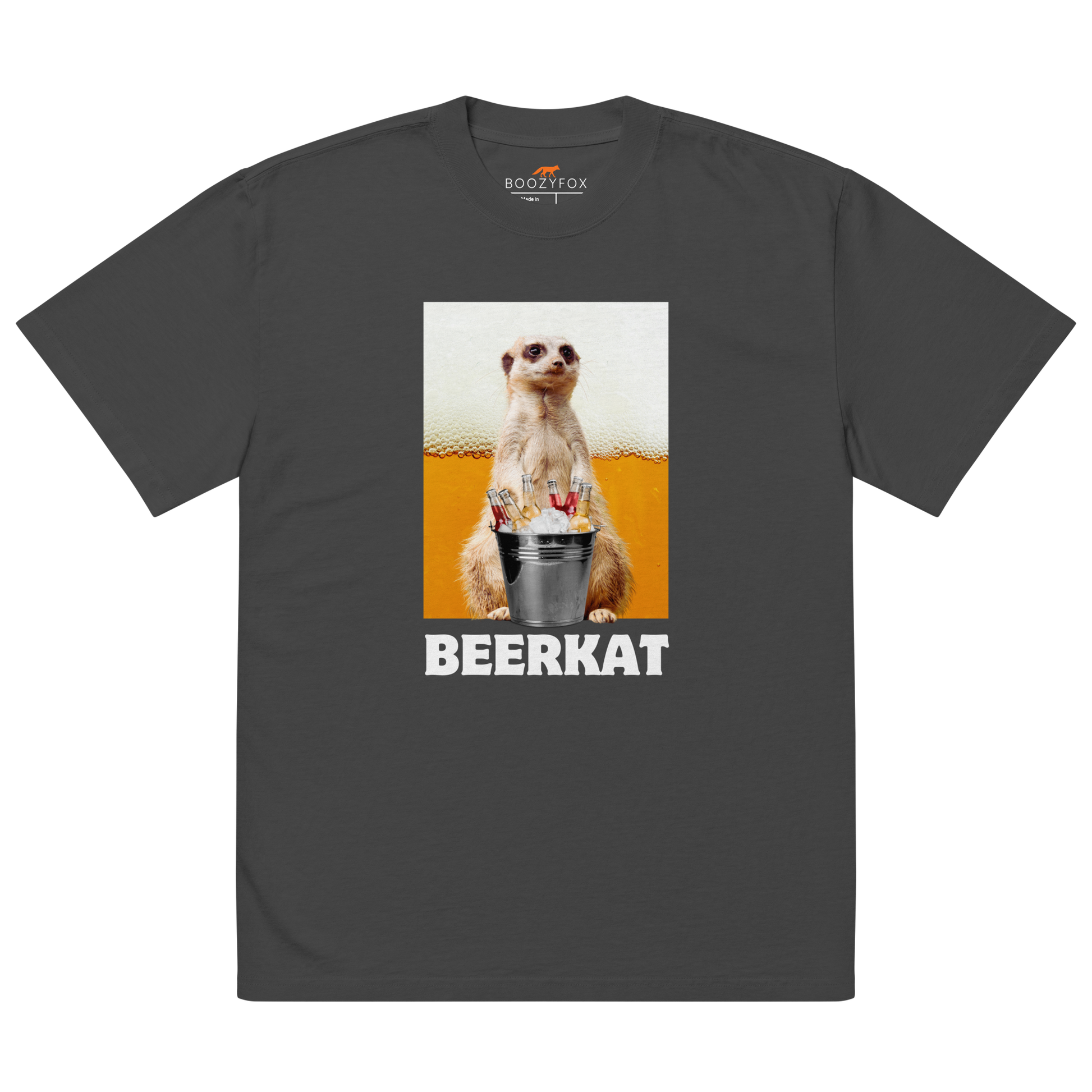 Meerkat Oversized Tee Online - Faded Black - Boozy Fox