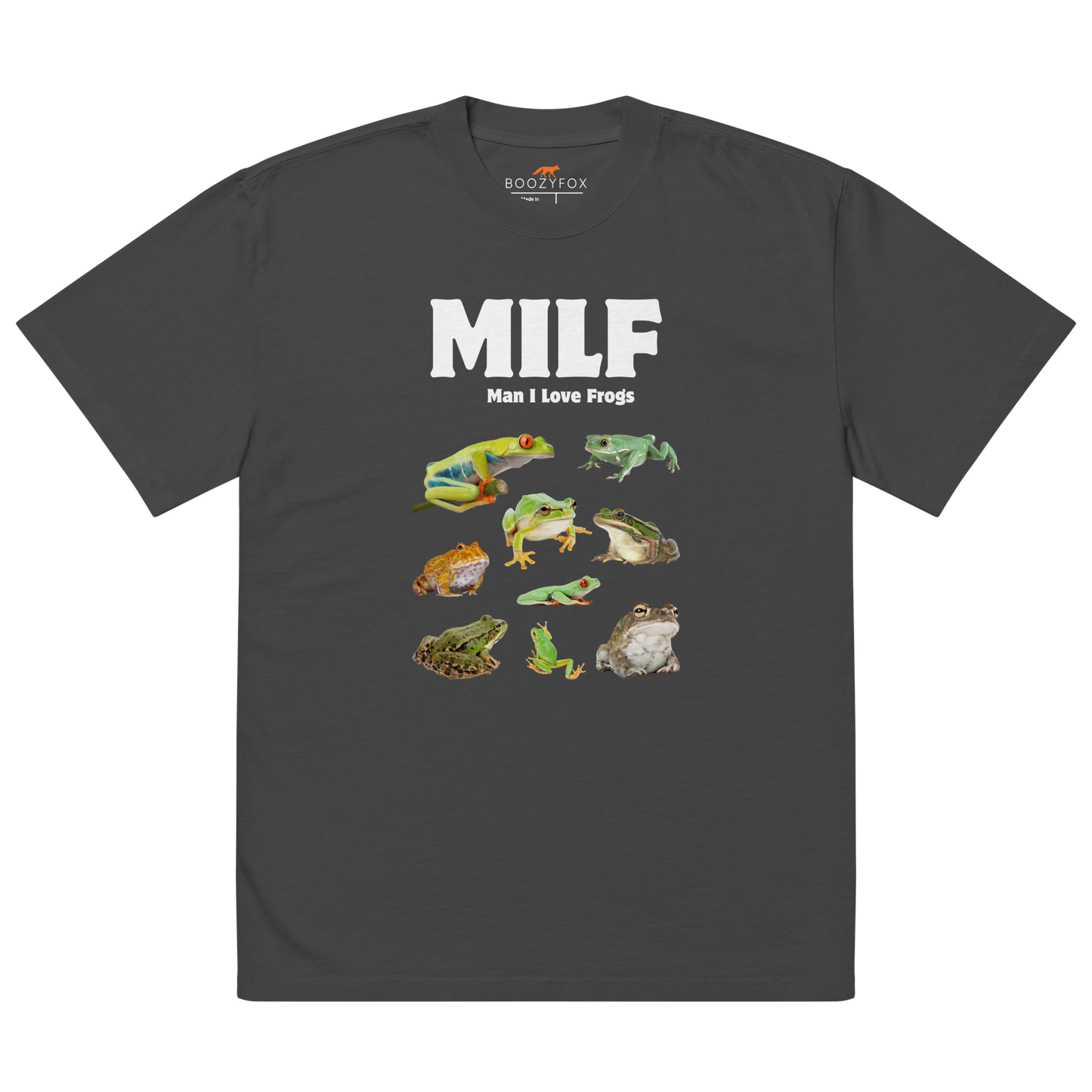 Man I Love Frogs Oversized Tee Online - Faded Black - Boozy Fox