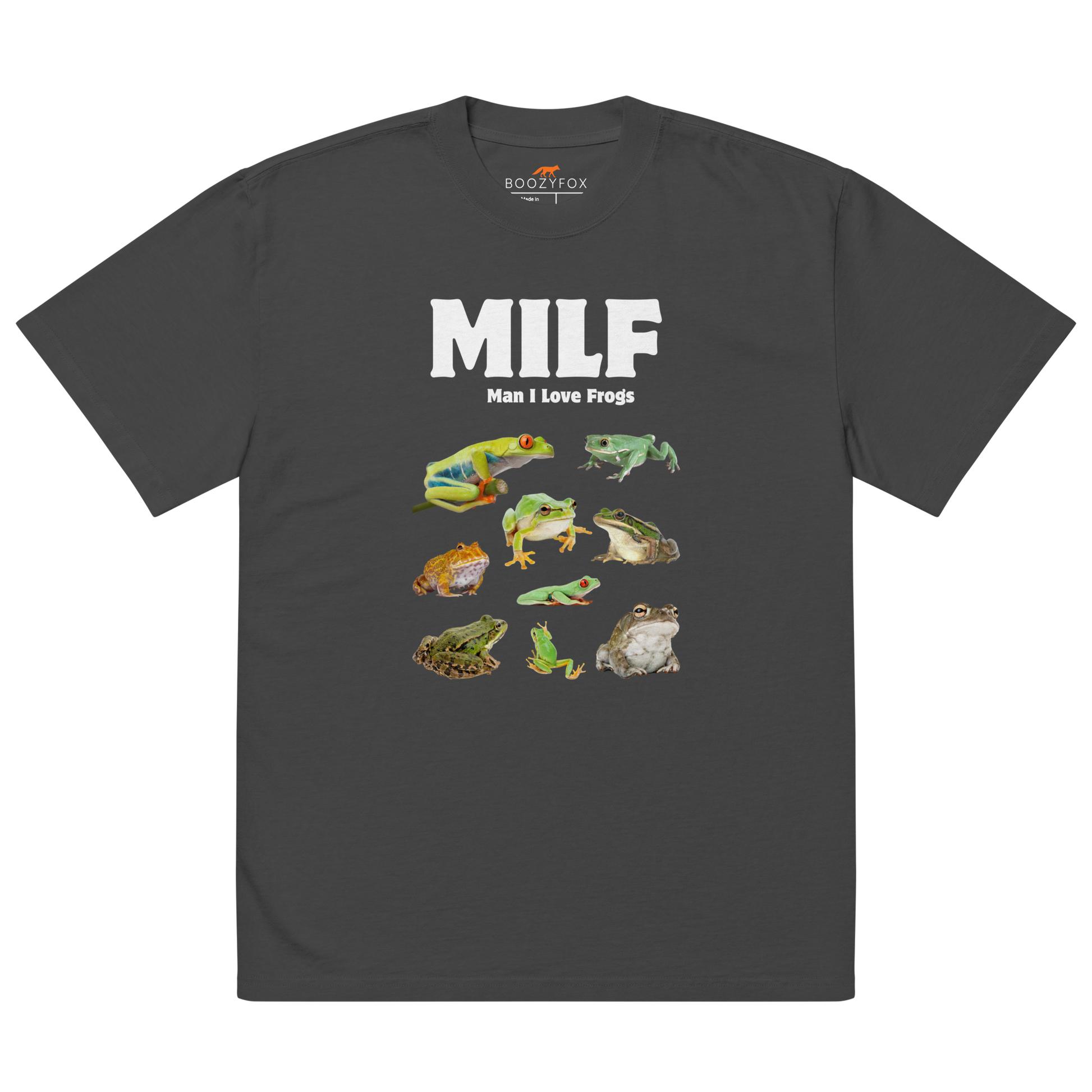 Man I Love Frogs Oversized Tee Online - Faded Black - Boozy Fox