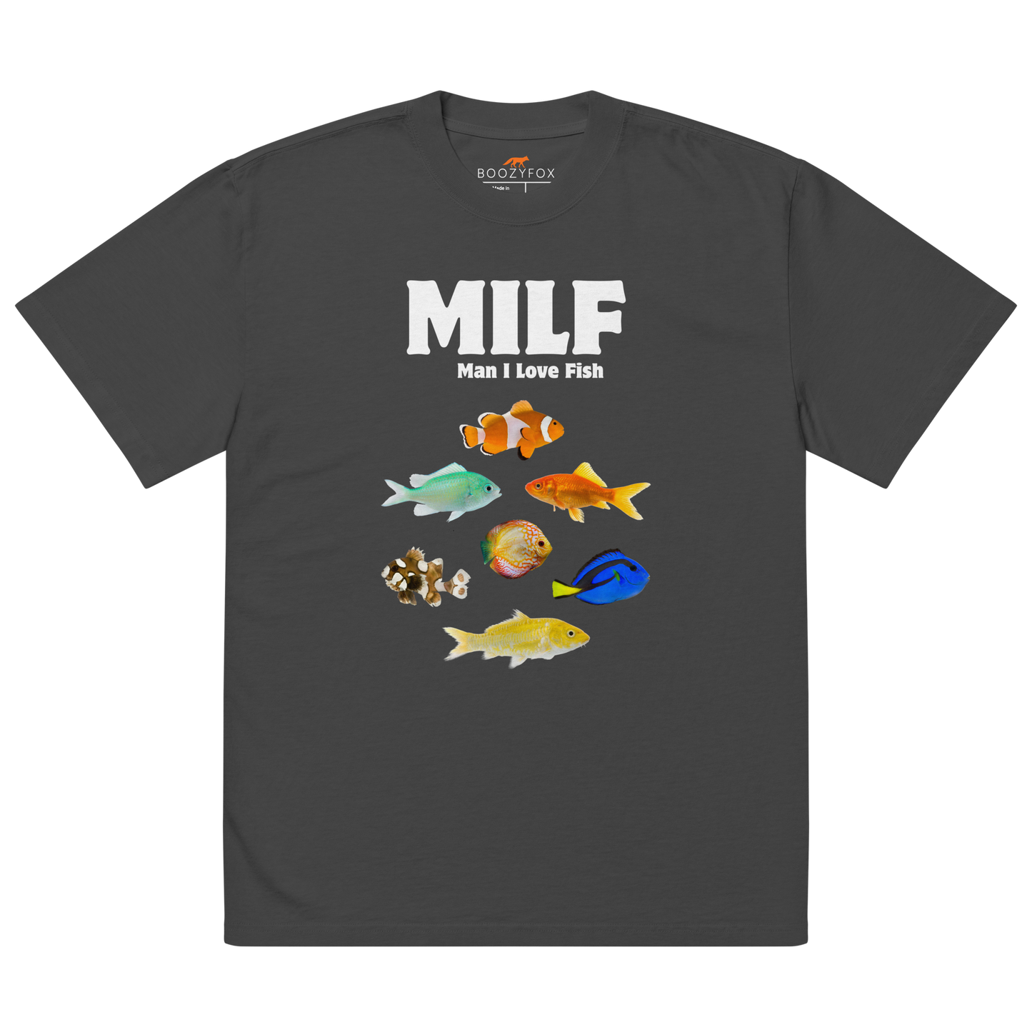 Man I Love Fish Oversized Tee Online - Faded Black - Boozy Fox