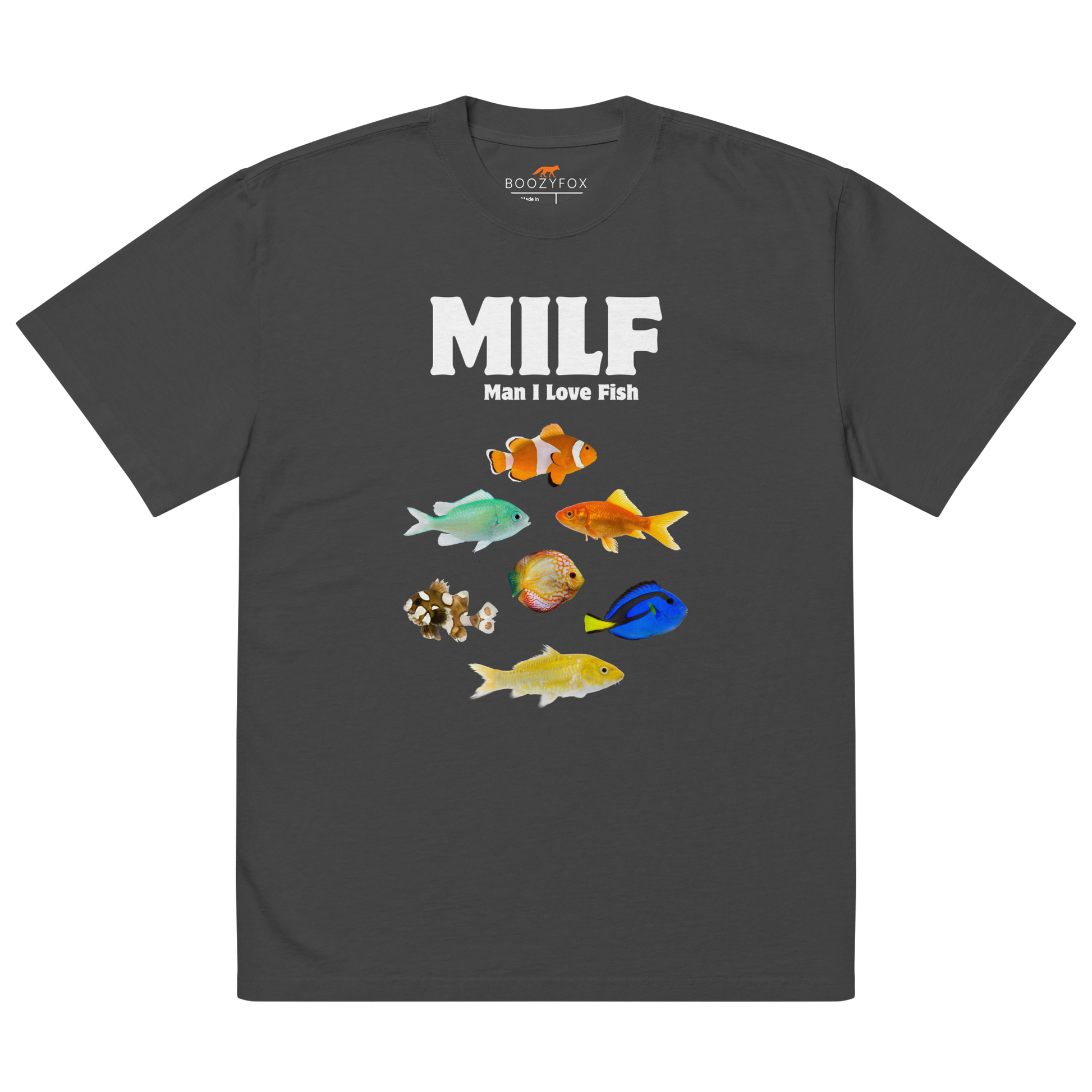 Man I Love Fish Oversized Tee Online - Faded Black - Boozy Fox