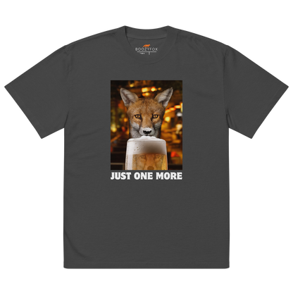 Funny Just One More Fox oversized graphic t-shirt in faded black by Boozy Fox