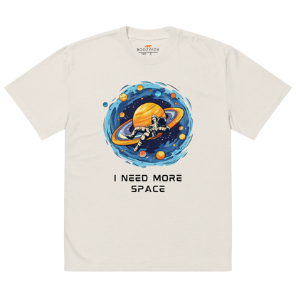 Faded Bone Space Oversized T-Shirt featuring a captivating I Need More Space graphic on the chest - Funny Graphic Space Oversized Tees - Boozy Fox