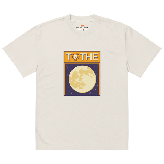 Faded Bone Bitcoin Oversized T-Shirt featuring a stylish To The Moon graphic on the chest - Cool Graphic Bitcoin Oversized Tees - Boozy Fox