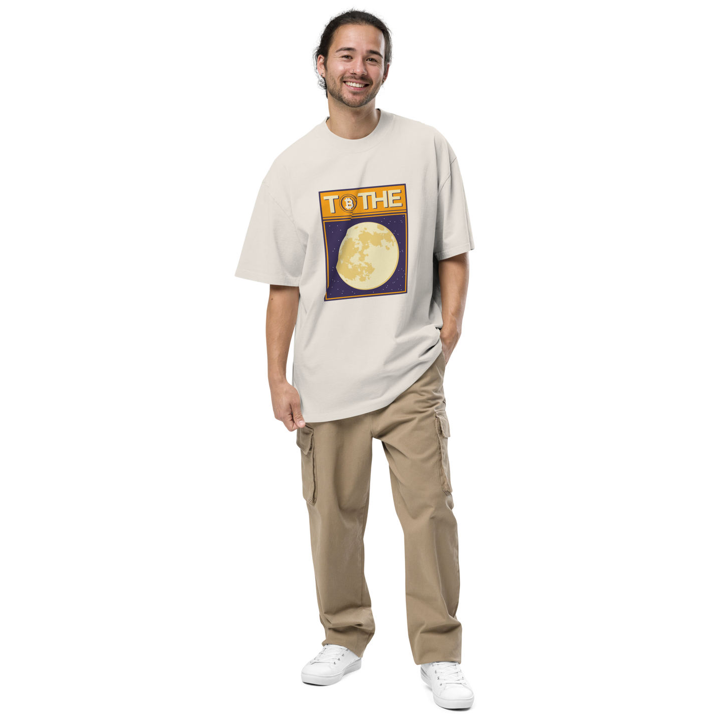 Smiling man wearing a Faded Bone To The Moon Oversized Tee - Boozy Fox