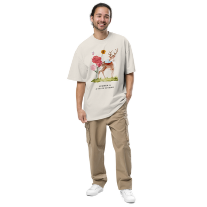 Man wearing a Faded Bone Summer Is a State of Mind Oversized Tee - Boozy Fox