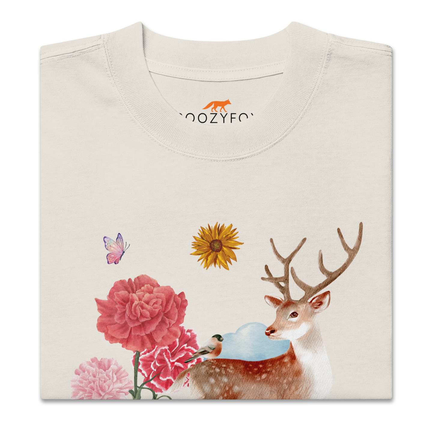 Front details of a Faded Bone Summer Is a State of Mind Oversized Tee - Boozy Fox