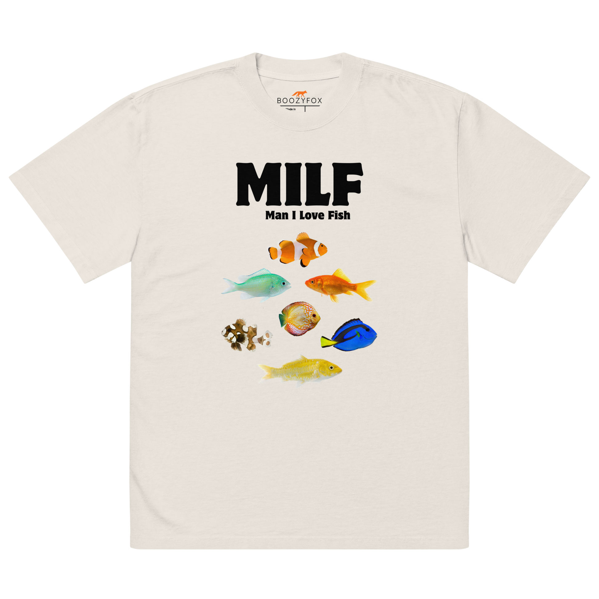 Man I Love Fish Oversized Tee Online - Faded Bone - Boozy Fox