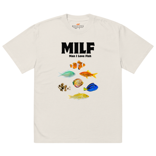 Man I Love Fish Oversized Tee Online - Faded Bone - Boozy Fox